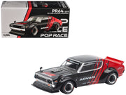 Skyline KPGC110 "Kenmeri" RHD (Right Hand Drive) "ADVAN" Black and Red 1/64 Diecast Model Car by Pop Race image 4