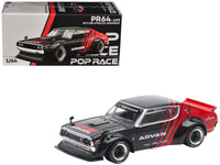 Skyline KPGC110 "Kenmeri" RHD (Right Hand Drive) "ADVAN" Black and Red 1/64 Diecast Model Car by Pop Race image 4
