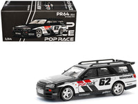 Pop Race GT-R Stagea number 62 Simon's Garage black white RHD 1:64 PR640211, product image 1