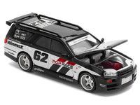 Pop Race GT-R Stagea number 62 Simon's Garage black white RHD 1:64 PR640211, product image 3