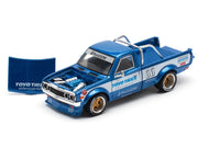 Datsun Pandem 620 Pickup Truck #66 Blue Metallic with White Stripes and Graphics 1/64 Diecast Model Car by Pop Race image 2