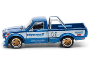 Datsun Pandem 620 Pickup Truck #66 Blue Metallic with White Stripes and Graphics 1/64 Diecast Model Car by Pop Race image 3