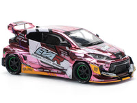 Toyota Goodride GR Yaris RHD (Right Hand Drive) "EVA RT Production Model-08" Pink Metallic with Graphics 1/64 Diecast Model Car by Pop Race image 3