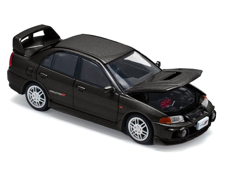 Mitsubishi Lancer Evolution IV RHD (Right Hand Drive) Pyrenees Black Pearl 1/64 Diecast Model Car by Pop Race image 2