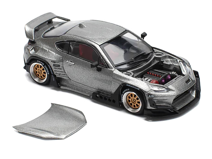 Toyota Pandem GR86 Silver Metallic 1/64 Diecast Model Car by Pop Race image 2