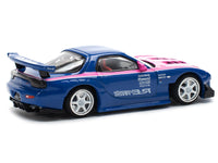 Mazda RX-7 RE-Amemiya Widebody RHD (Right Hand Drive) Blue with Pink Hood and Stripes 1/64 Diecast Model Car by Pop Race image 5