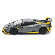 Lamborghini Huracan STO Matt Gray Metallic with Yellow Accents 1/64 Diecast Model Car by Pop Race image 3