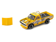 Datsun Pandem 620 Pickup Truck "MoonEyes" Yellow with White Sides and Graphics 1/64 Diecast Model Car by Pop Race image 2