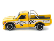 Datsun Pandem 620 Pickup Truck "MoonEyes" Yellow with White Sides and Graphics 1/64 Diecast Model Car by Pop Race image 3