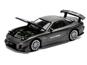 Mazda RX7 (FD) "RE Amemiya" Widebody RHD (Right Hand Drive) Gunmetal Gray Metallic with Carbon Hood 1/64 Diecast Model Car by Pop Race image 2
