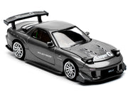 Mazda RX7 (FD) "RE Amemiya" Widebody RHD (Right Hand Drive) Gunmetal Gray Metallic with Carbon Hood 1/64 Diecast Model Car by Pop Race image 4