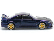 Skyline GT-R (R33) RHD (Right Hand Drive) Midnight Purple Metallic with Carbon Hood 1/64 Diecast Model Car by Pop Race image 3