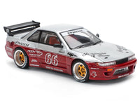Nissan Pandem S13 RHD (Right Hand Drive) #66 "Moontech" Silver and Red Metallic 1/64 Diecast Model Car by Pop Race image 5
