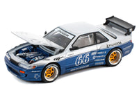 Pandem S13 RHD (Right Hand Drive) Silver and Moontech Blue Metallic with Graphics 1/64 Diecast Model Car by Pop Race image 2