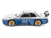 Pandem S13 RHD (Right Hand Drive) Silver and Moontech Blue Metallic with Graphics 1/64 Diecast Model Car by Pop Race image 3