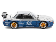 Pandem S13 RHD (Right Hand Drive) Silver and Moontech Blue Metallic with Graphics 1/64 Diecast Model Car by Pop Race image 4
