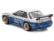 Pandem S13 RHD (Right Hand Drive) Silver and Moontech Blue Metallic with Graphics 1/64 Diecast Model Car by Pop Race image 5
