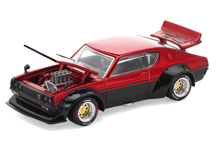 Skyline KPGC110 "Kenmeri" RHD (Right Hand Drive) Red Metallic and Black 1/64 Diecast Model Car by Pop Race image 2