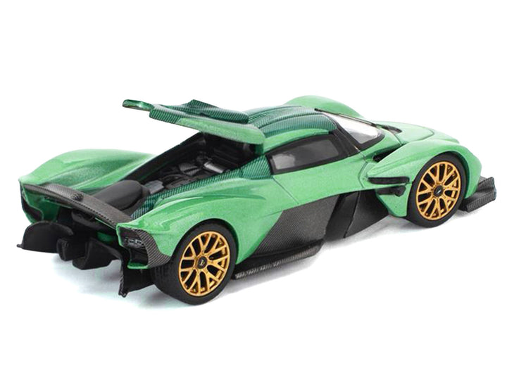 Aston Martin Valkyrie Iridescent Emerald Metallic with Green Carbon Top 1/64 Diecast Model Car by Pop Race image 2