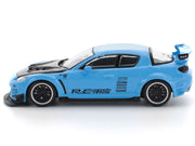 Mazda RX8 RE-Amemiya Widebody RHD (Right Hand Drive) Light Blue with Carbon Hood 1/64 Diecast Model Car by Pop Race image 3