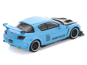 Mazda RX8 RE-Amemiya Widebody RHD (Right Hand Drive) Light Blue with Carbon Hood 1/64 Diecast Model Car by Pop Race image 4