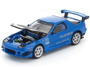 Mazda RX7 (FC3S) RE Amemiya RHD (Right Hand Drive) Blue Metallic with Carbon Hood 1/64 Diecast Model Car by Pop Race image 2