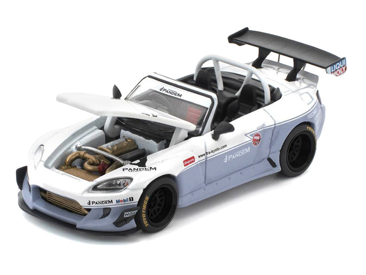 Honda Pandem S2000 RHD (Right Hand Drive) White and Blue Gray 1/64 Diecast Model Car by Pop Race image 2