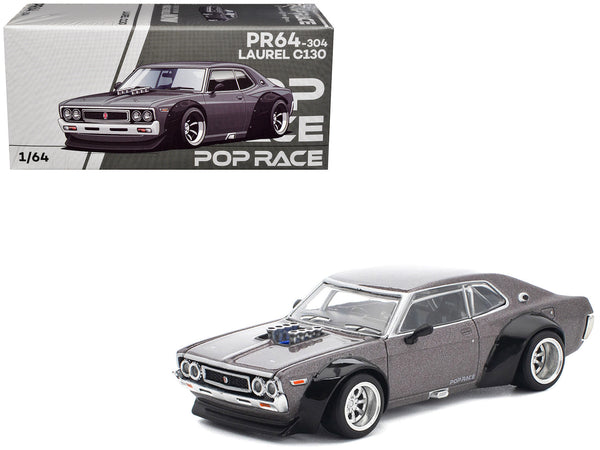 Datsun Laurel C130 RHD (Right Hand Drive) Gray Metallic 1/64 Diecast Model Car by Pop Race