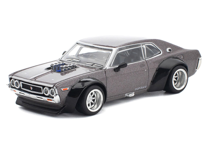 Datsun Laurel C130 RHD (Right Hand Drive) Gray Metallic 1/64 Diecast Model Car by Pop Race image 2