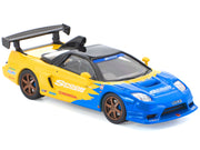 Honda NSX-R GT RHD (Right Hand Drive) "Spoon Sports" Blue and Yellow with Black Top 1/64 Diecast Model Car by Pop Race image 5