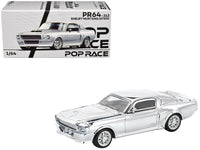 Shelby Mustang GT500 Silver Chrome 1/64 Diecast Model Car by Pop Race