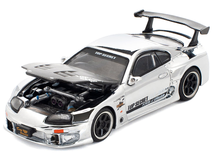 Toyota Supra "Top Secret" GT300 RHD (Right Hand Drive) Silver Chrome 1/64 Diecast Model Car by Pop Race image 2