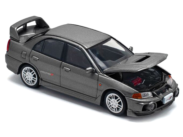 Mitsubishi Lancer Evolution IV RHD (Right Hand Drive) Dark Gray Metallic 1/64 Diecast Model Car by Pop Race image 2