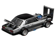 Skyline GT-R V8 Drift "Hakosuka" RHD (Right Hand Drive) Silver Chrome with Black Hood and Top 1/64 Diecast Model Car by Pop Race image 3