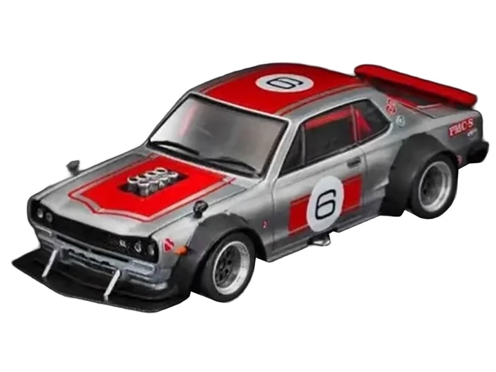 Skyline GT-R V8 Drift "Hakosuka" RHD (Right Hand Drive) #6 Silver Metallic with Red Stripes "APA XPO 2025 Exclusive" 1/64 Diecast Model Car by Pop Race image 2