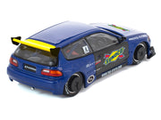 Pandem Civic EG6 RHD (Right Hand Drive) "Sunoco" Blue Metallic with Yellow Accents 1/64 Diecast Model Car by Pop Race image 5