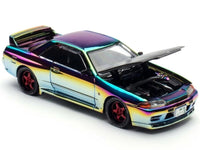 Pop Race Nissan Skyline GT-R BNR32 right hand drive chameleon chrome carbon hood APA XPO 2025 1:64 PR640426, view 2