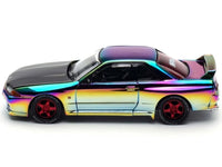 Pop Race Nissan Skyline GT-R BNR32 right hand drive chameleon chrome carbon hood APA XPO 2025 1:64 PR640426, view 4
