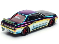 Pop Race Nissan Skyline GT-R BNR32 right hand drive chameleon chrome carbon hood APA XPO 2025 1:64 PR640426, view 5