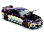 Skyline GT-R (R33) RHD (Right Hand Drive) Chameleon Chrome with Carbon Hood "APA XPO 2025 Exclusive" 1/64 Diecast Model Car by Pop Race image 2