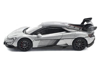 Yangwang U9 Silver Metallic with Black Top and Stripes 1/64 Diecast Model Car by Pop Race image 2