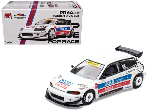 Pop Race Pandem Honda Civic EG6 right hand drive white VDX Tokyo Auto Salon Hong Kong 2025 1:64 PR640457, view 1