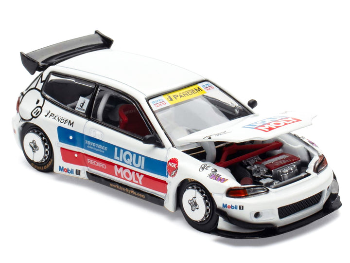 Pandem Civic EG6 RHD (Right Hand Drive) White with Stripes and Graphics "VDX - Tokyo Auto Salon Hong Kong 2025" Special Edition 1/64 Diecast Model Car by Pop Race image 2