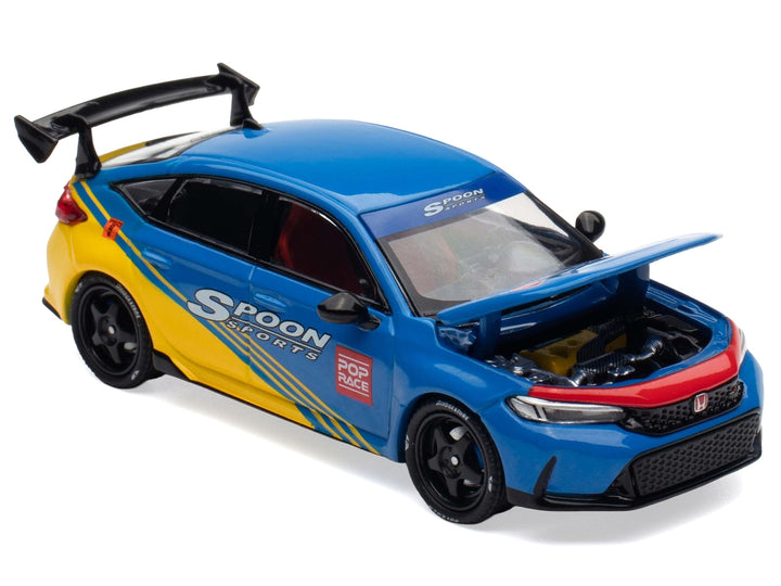 Honda Civic Type R FL5 "Spoon Sports" Blue and Yellow "Tokyo Auto Salon - Hong Kong 2025" 1/64 Diecast Model Car by Pop Race image 2