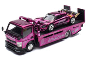 Nissan Pandem Fuso-300 Flatbed Truck RHD (Right Hand Drive) Purple Chrome and Lotus Pandem Elise Purple Chrome with Graphics 2 Car Box Set "Hobby Expo China 2026" 1/64 Diecast Model Car by Pop Race image 2
