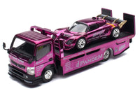 Nissan Pandem Fuso-300 Flatbed Truck RHD (Right Hand Drive) Purple Chrome and Lotus Pandem Elise Purple Chrome with Graphics 2 Car Box Set "Hobby Expo China 2026" 1/64 Diecast Model Car by Pop Race image 2