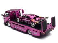 Nissan Pandem Fuso-300 Flatbed Truck RHD (Right Hand Drive) Purple Chrome and Lotus Pandem Elise Purple Chrome with Graphics 2 Car Box Set "Hobby Expo China 2026" 1/64 Diecast Model Car by Pop Race image 3