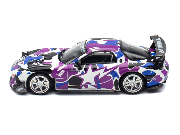 Mazda RX-7 (FD3S) RHD (Right Hand Drive) "BAPE (A Bathing Ape)" Purple Camouflage 1/64 Diecast Model Car by Pop Race image 2
