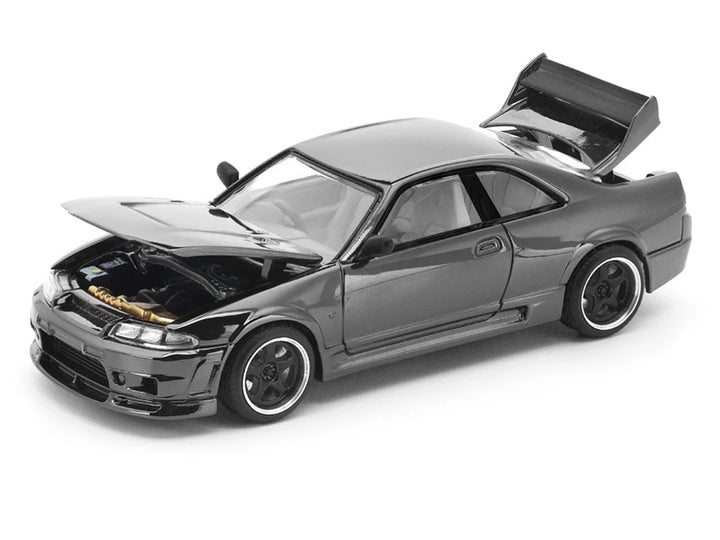 GTR R33 400R RHD (Right Hand Drive) Dark Chrome "The Dark Chrome Series" 1/64 Diecast Model Car by Pop Race image 2