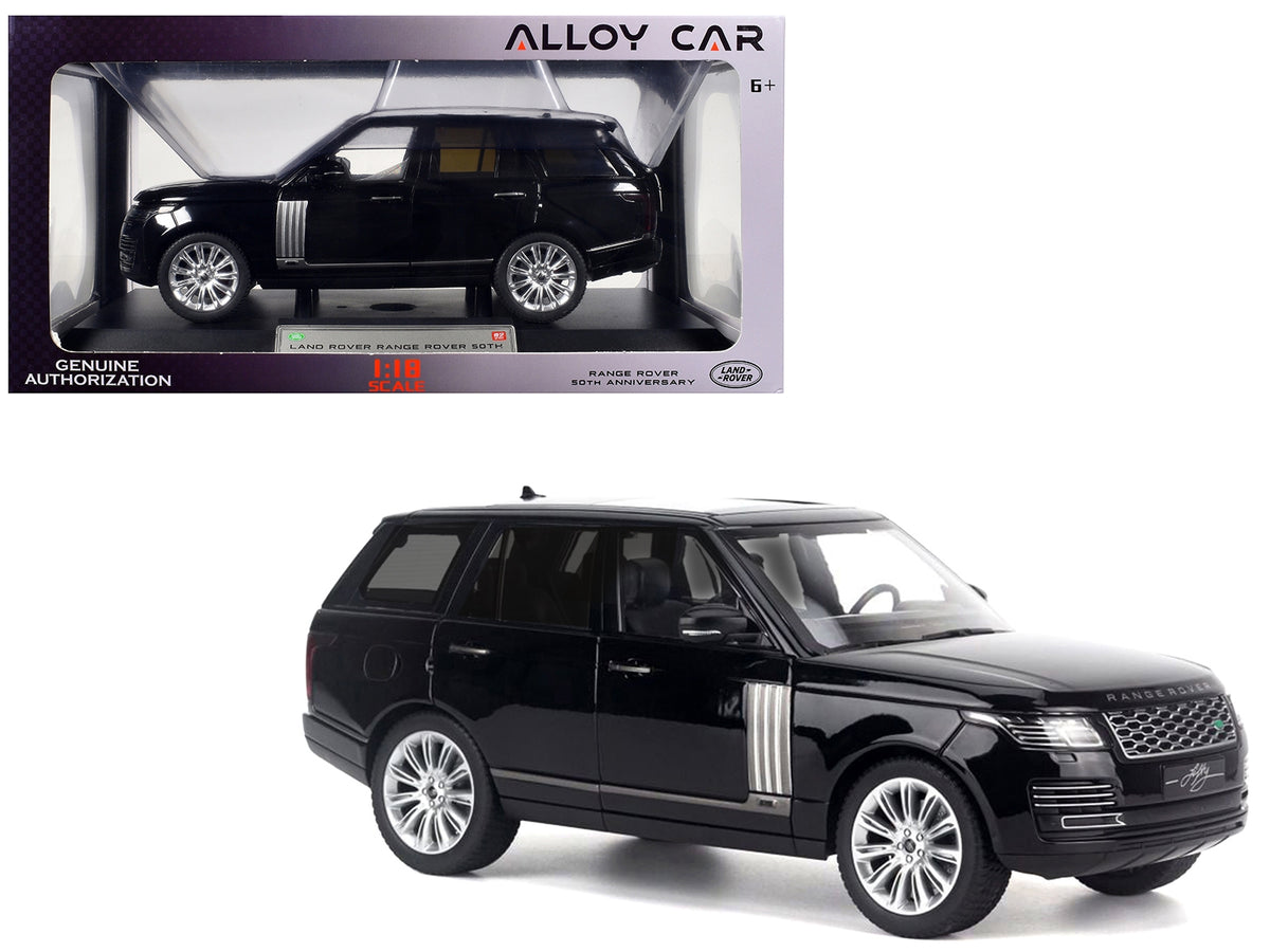 Land Rover Ranger Rover 50th Anniversary Black Metallic with Sunroof 1/18 Diecast Model Car by Heimanba